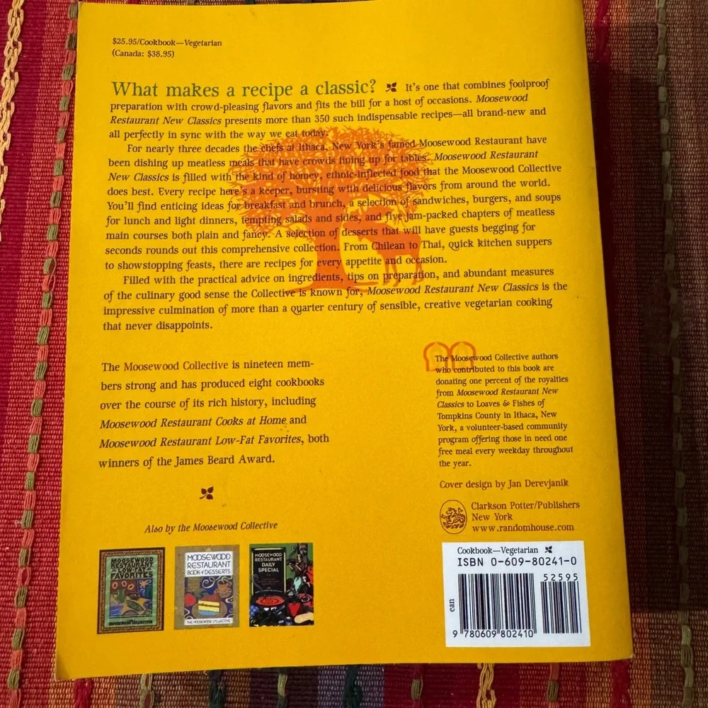 NEW MOOSEWOOD RESTAURANT COOKBOOK New Classics Vegetarian.$26 Retail